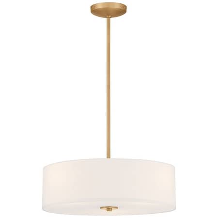 Access Lighting Mid Town, LED Pendant or SemiFlush, Antique Brushed Brass Finish, Fabric 64065LEDDLP-ABB/WH